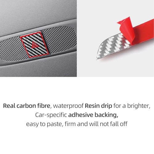 Image of BETTERHUMZ Car Interior Carbon Fiber Sticker Compatible with Tesla Model 3 2023-2020 Model Y 2024-2020 Roof Warning Button Trim Reading Light Cover Accessories (Silver)