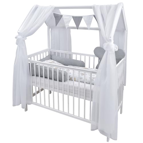 Generisch Baby Delux Babybett Komplett Set Hausbett 60x120 cm...