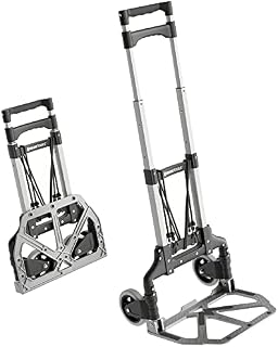ATHLON TOOLS Aluminium Hand Truck Foldable Hand cart - Smooth-Running Wheels with Soft treads - incl. 2 Expanding Cords
