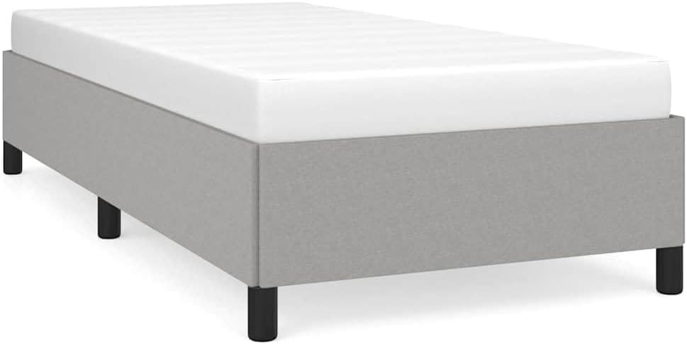 Light Grey Twin Bed Frame with Breathable Polyester Fabric Sturdy Engineered Wood Platform Foundation Easy Assembly Modern Minimalist Bedroom Furniture Mattress Support