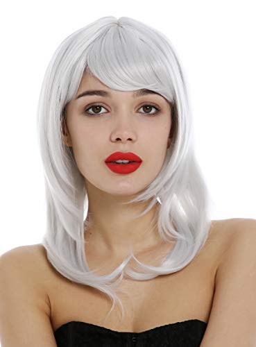 WIG ME UP - 3003-001 Lady Wig shoulder-length medium long layered straight hair very light white-ish gray