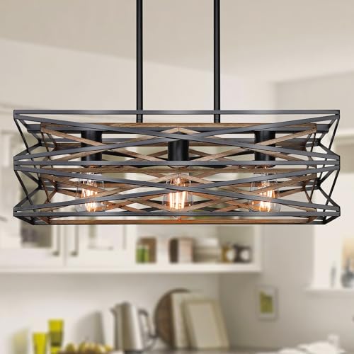 Sigaitwei 21''Farmhouse Dining Room Light Fixture,3-Light Kitchen Island Lighting,Industrial Chandelier