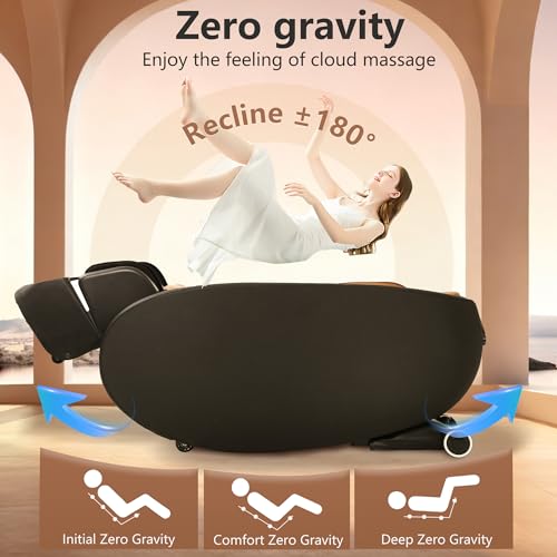Image of FDW 2025 Shiatsu Massage Chairs Full Body and Recliner Zero Gravity Massage Chair Electric with Built-in Heart Foot Roller Air Massage Easy to Move for Home Office,Black