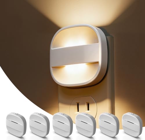 Image of L LOHAS LED Night Lights Plug into Wall,Dusk to Dawn Sensor Night Light | Dimmable Nightlight for Bathroom Night Light, Hallway, Kitchen, 3000K Soft White, 6 Pack