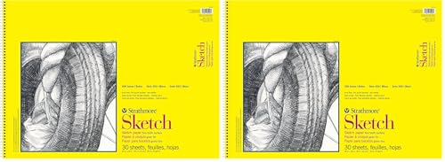 Image of Strathmore 300 Series Sketch Pad, 18x24 inch, 30 Sheets, Side Wire - Artist Sketchbook for Drawing, Illustration, Art Class Students (Pack of 2)