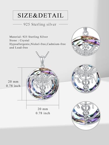 WINNICACA Nurse Gifts Nurse Pendant Sterling Silver Nurse Necklace Caduceus Angel Wings RN Necklace Stethoscope Necklaces Graduation Birthday Nurse's Day Christmas Gifts for Nurses4