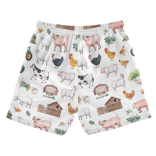 Farm Animals Chickens Cows Barns Boys Swim Trunks Quick Dry Toddler Boys2