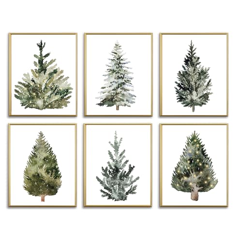 Decoración de pared de Feliz Navidad con pósteres botánicos AUNMER de pinos