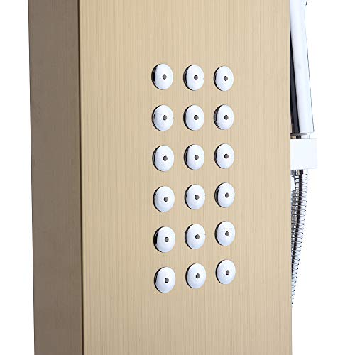 Shower Panel Tower System,Stainless Steel Rainfall Multi-Function Column Wall Mount Shower Fixtures, Waterfall, Rainfall, Hand Shower, Body Jets Massage, Bathtub Spout,Golden (48 Inch) - Thumbnail 6