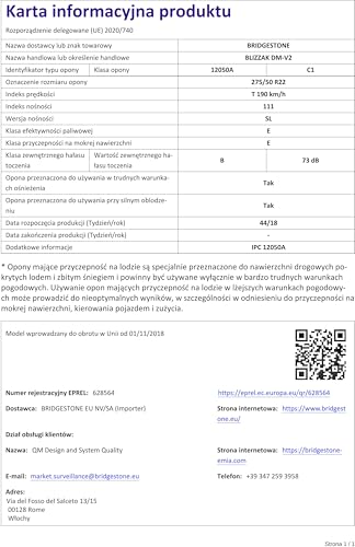 Bridgestone Blizzak Dm V2 ( 275/50 R22 111T, Nordic Compound ) - 7