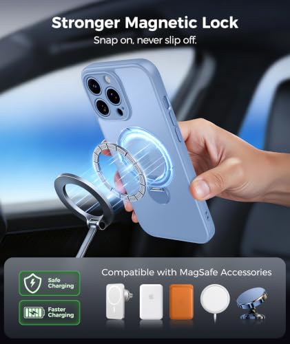 Image of FNTCASE for iPhone 13 Pro Case with 360 Spin Magnetic Stand Light Blue