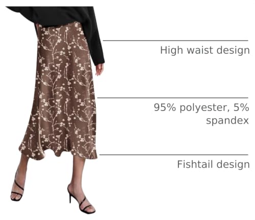 Image of Zeagoo Skirts for Women High Waist Skirt Elegant Midi Skirt Satin