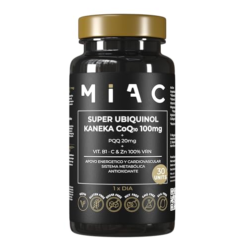 Ubiquinol 100 mg | Coenzima Q10 con Ubiquinol Kaneka | 30 Cápsulas | Potente fórmula con CoQ10 y vitaminas para energía celular, salud cardiovascular y función cognitiva | Vegano/Sin Gluten