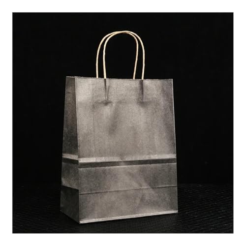 10/25 bolsas de papel kraft multifuncionales reciclables con asas (gris, 10 unidades, 40 x 13 x 31 cm)