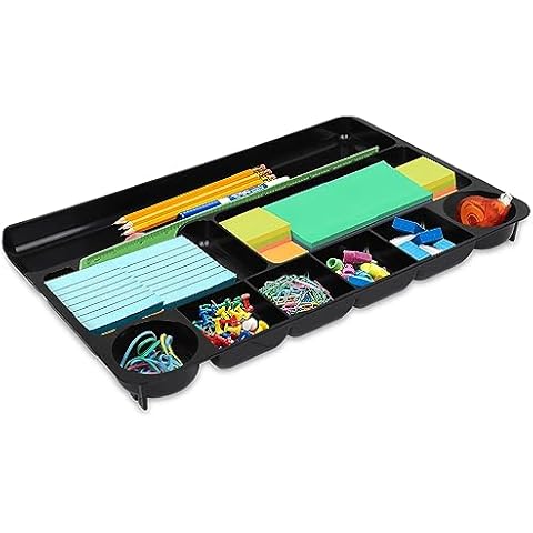 Desk Drawer Organizer Tray, Office Desk Organizer Tray with 9 Compartments, Inside Desk Organizer for Home Office, 14 x 9.13 x 1.13 Inch, Perfect for Organizing Pens, Pencils, Paper Clips and more Cover
