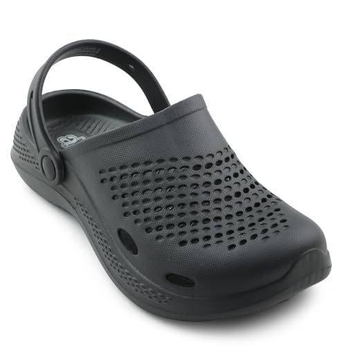 Image of Liberty A-HA GMF-02E Clogs for Men, Black & Grey | Casual Slip-On Slingback Clog for Walking & Outdoor Use | Solid Pattern, Trendy Stylish Fashionable Sandals with Lightweight