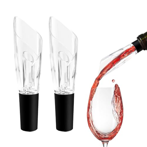 2 Piezas Aireador Vino, HASLED Vertedor de Botellas, Reutilizable Oxigenador Vino, Doble Capa Anti Goteo Escanciador de Vino, para Familia, Fiesta, Bar
