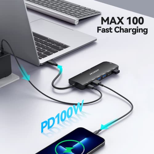 Image of Acodot 9 in 1 USB C to 4K@60HZ HDMI Multiport Adapter, 3 USB 3.0 Ports, SD /TF Card Reader, 100W PD, Designed for MacBook Pro Air HP XPS etc, Black
