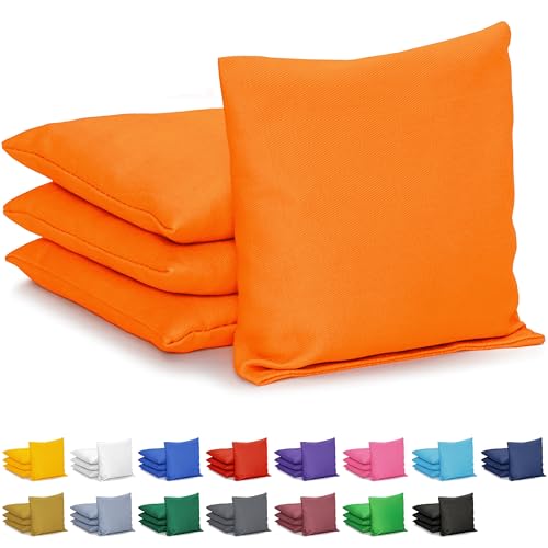 GoSports Cornhole Bean Bags Set of 4 - Regulation All Weather - Classic Orange