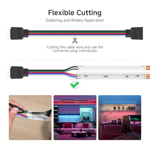 BTF-LIGHTING 5PIN 22AWG JST SM LED Connector 5pcs/Pack Male Female Connector with 1m Cable for PWM SMD FCOB RGBW LED Strip Without Soldering Controller Wire - Image 3