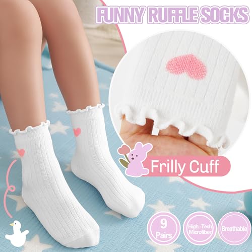 Baby Girls Toddlers Ruffle Grip Socks for Kids Non Slip Anti Skid Frilly Cute Funny Cotton Crew Grippers Socks 9 Pairs2