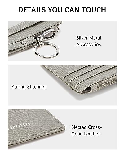 Image of BOSTANTEN Small Wallet For Women RFID Leather Credit Card Holder Slim Wristlet Keychain Wallet With Zipper Pocket