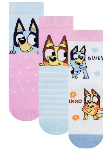 Bluey Socks 3 Pack, Multipack Girls Socks, Bingo Pack Of 3 Sock Set, Official Merchandise