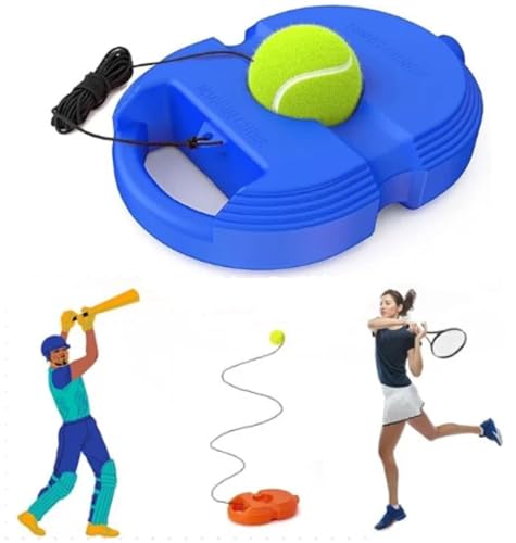 BELOXY Plastic Tennis Trainer (Pack Of 1) Rebound Ball With String Tennis Trainer Set Self Tennis Practice Ball With String Cricket Trainer Rebound Ball With Rope Fill Sand Or Water (1), Blue