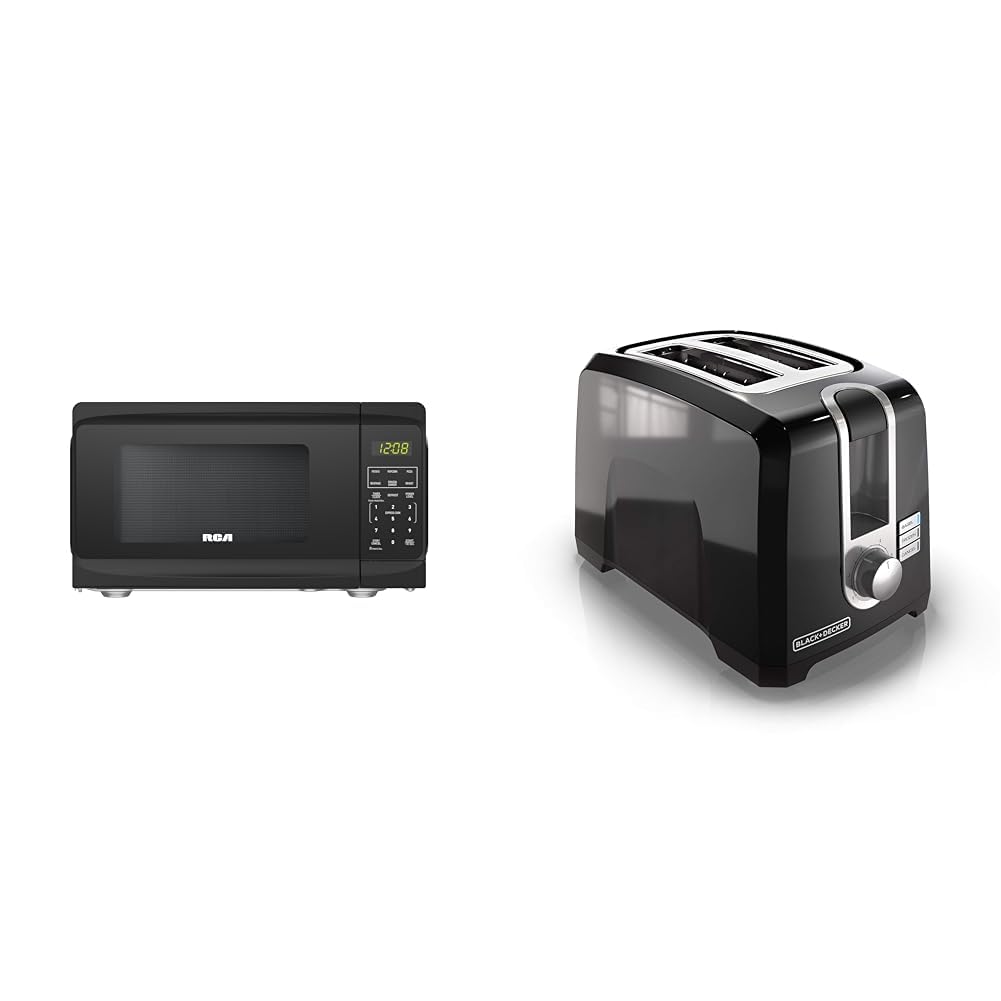RCA RMW733-BLACK RMW733 0 7 Cu Ft Microwave Black BLACK DECKER 2-Slice Toaster T2569B Extra Wide Slots 6