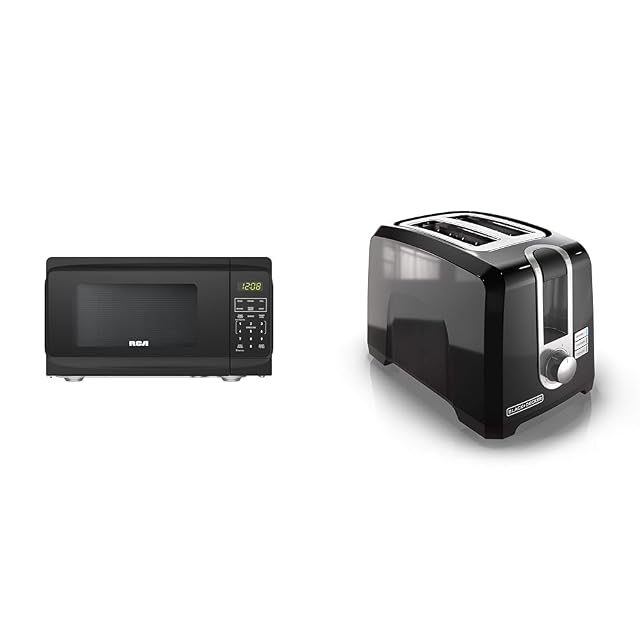 RCA RMW733-BLACK RMW733 0 7 Cu Ft Microwave Black BLACK DECKER 2-Slice Toaster T2569B Extra Wide Slots 6