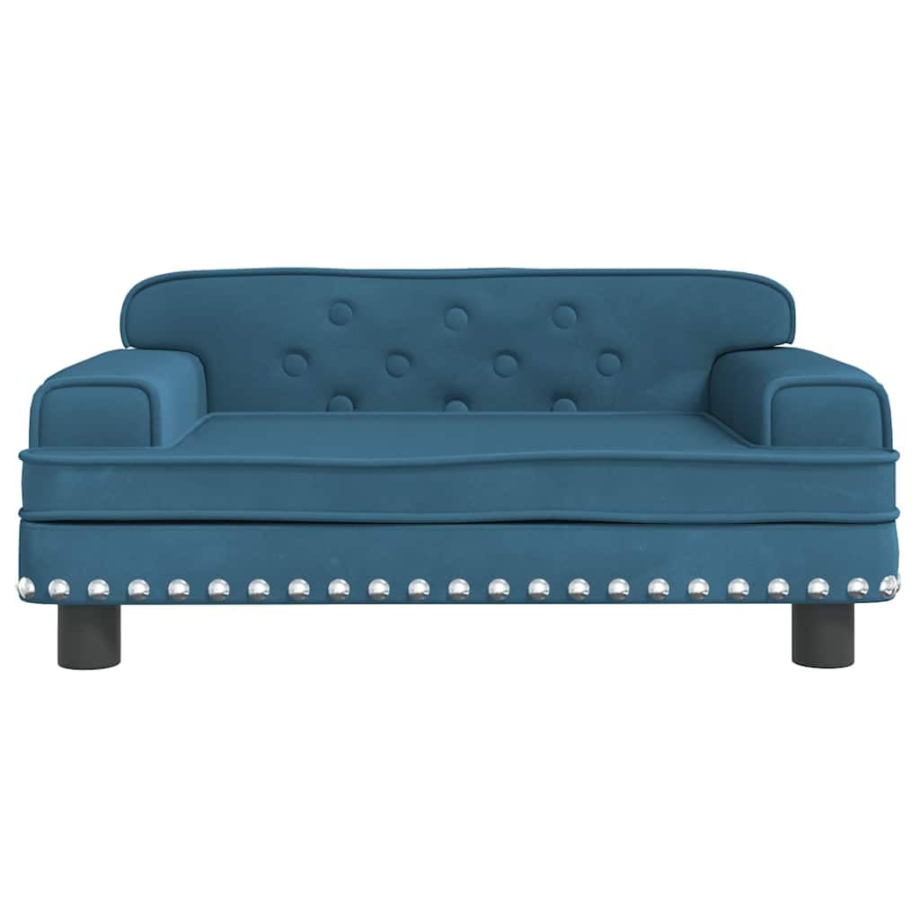 Sofa dziecięca niebieska, 70 x 45 x 30 cm, aksamitna sofa z ramą z drewna sosnowego, tapicerka piankowa, do pokoju dziecięcego, do siedzenia i zabawy