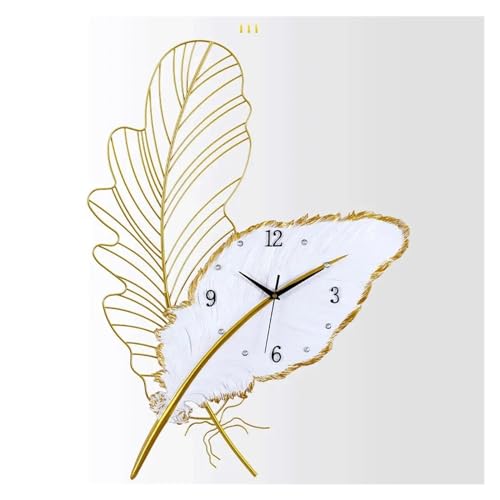 Horloge murale plumes XJBTBA avec lampe pour décoration de salon