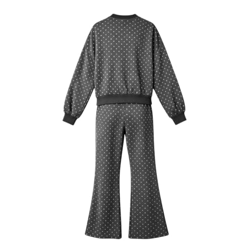 XINGJIAARTS Polka Dots Outfits Women 2 Piece Cropped Top Wide Leg Pant Sets Sweatshirts Jogger Matching Tracksuits Loungewear - image 3