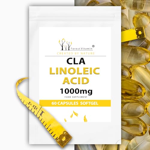 CLA - Forest Vitamin - CLA Linoleic Acid 1000mg - 60 Gelkapseln - CLA-Linolsäure - Unterstützt die Gewichtsabnahme