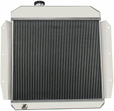 All Aluminum Radiator Fit for 1955-1959 Chevy Truck Radiador for 1955-1958 GMC 100/150 3.8L 4.3L L6/4.6L V8 3 Row Radiators Shroud 1x16" Fans Thermostat Relay Kit