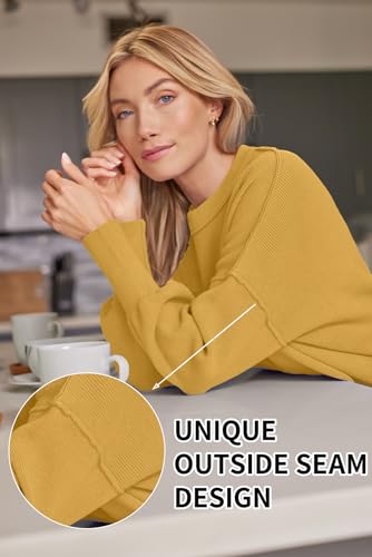 Image of LILLUSORY Women's Oversized Batwing Sweaters 2026 Fall Outfits Trendy Crewneck Knit Side Slit Fashion Pullover Tops