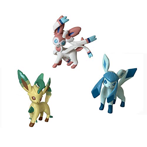 Lets Go Pikachu with Ball Game Battle Action Pose 3 Figurines Pack - Sylveon, Glaceon and Leafeon