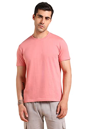 Image of Dennis Lingo Men's Cotton Slim Fit Solid Round Neck T-Shirt
