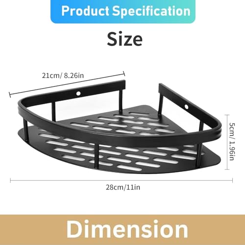 Image of Pack of 2, Self Adhesive Bathroom Corner Shelf for Wall Shelf Organizer Wall Mounted Aluminum Bathroom Shelves Rack Holder Stand for Bathroom Accessories Organiser Without Drill
