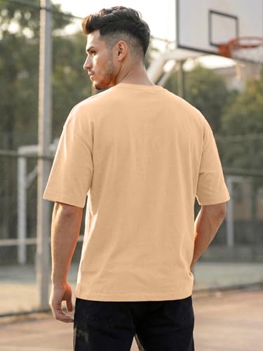 Image of LEOTUDE Men's Half Sleeve Round Neck Cottonblend Graphic Print Oversized Tshirt for Man