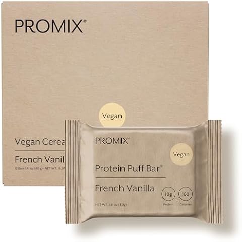 Promix Nutrition Vegan Protein Puff Bars | High Protein, Low Calorie Marshmallow Crispy Treat | Kosher, Soy Free - French Vanilla Cover