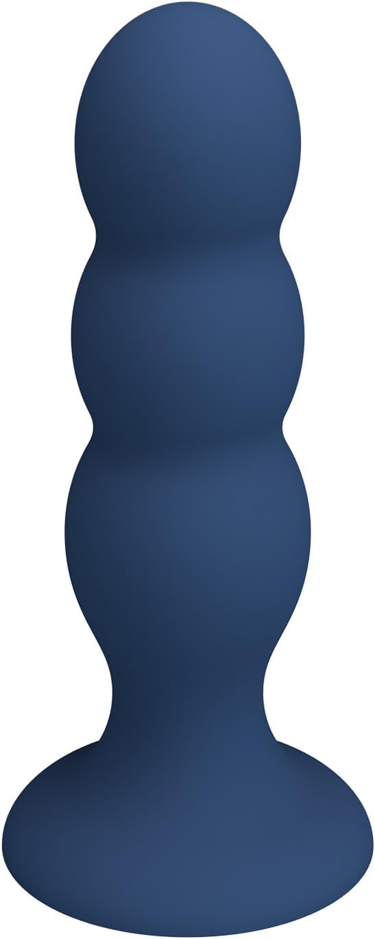 Blue Soft Silicone 3 Beads Anal Beads with Suction Cup, Wearable Anal Plug Adult with 3 Inside Steel Balls Sex Toy for Men Women