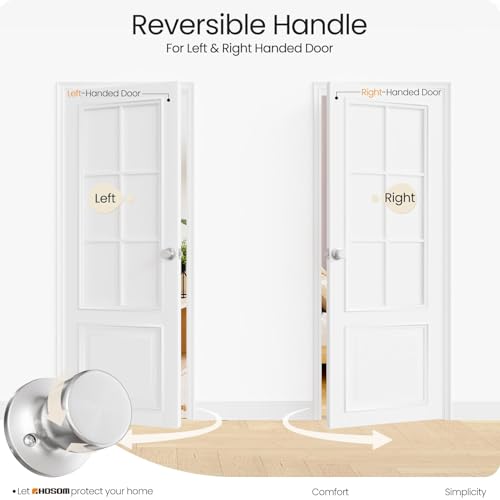 HOSOM Passage Door Knob, 2 Pack Interior Door Knob, Keyless Door knobs for Interior Doors, Hallway, Closet and More, No Locking Satin Nickel Door Handle Knob by HOSOM - Image 6