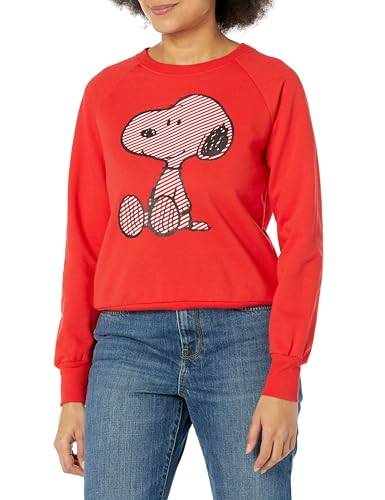 Peanuts Snoopy Ladies Front & Back Graphic Sweatshirt Red
