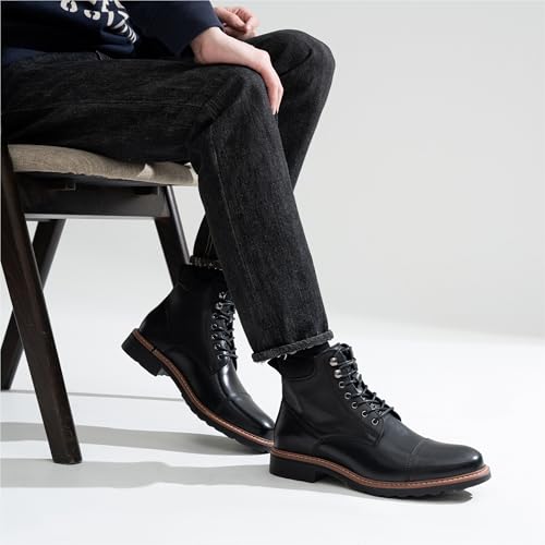 Jousen Mens Chukka Boots Leather Dress Boots for Men Retro Ankle Boots Mens High Top Boots2