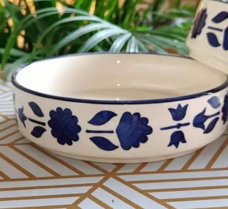 Image of Niyara Stoneware Handmade Ceramic Stylish Premium Bowls Serving Bowls Microwave Dishwasher Safe (Salad Delta Bowl)