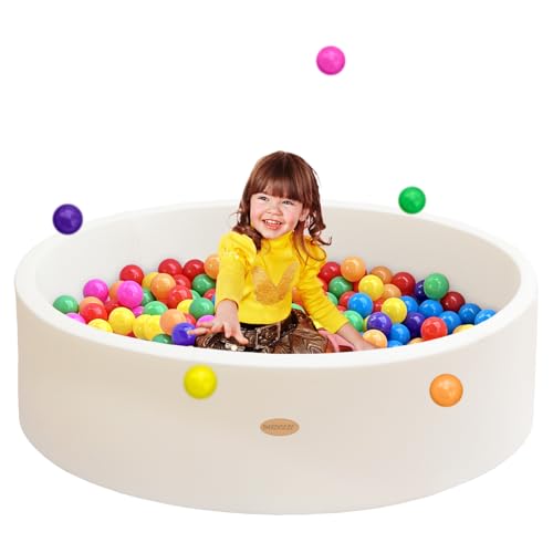 Image of HARBOLLE Baby Ball Pit 47.2" Soft Round Memory Foam Ball Pits NOT Included Balls Indoor Outdoor Playpen for Babies Toddlers Kids Great Gift for Girls Boys, White