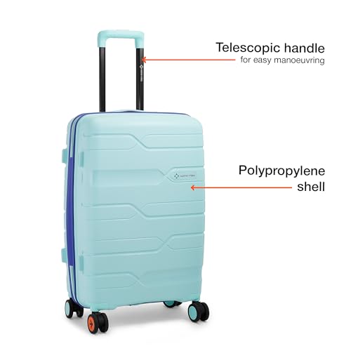 Image of Nasher Miles Cannes Hard-Sided Polypropylene Check-in Luggage 28 inch | 75cm | 8 Wheels Large Trolley Bag for Travel | Suitcase (Pastel Green Blue)