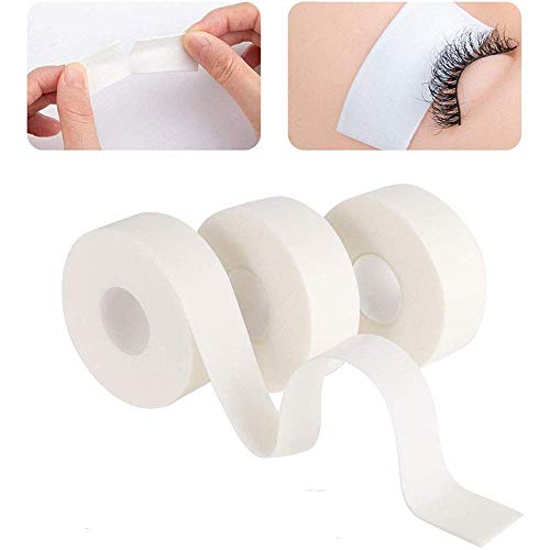 Lash Tap 3 Rolls Medical Elastic Foam Tap White Eyelash Extension Tape Eyelashes Pads for Eyelash Extension Supply (White)