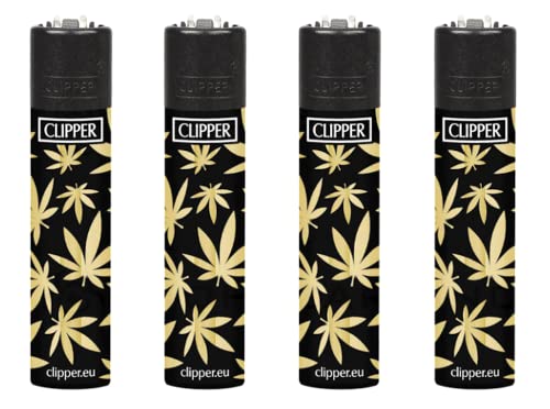 Encendedor Clipper 4 unidades hojas doradas